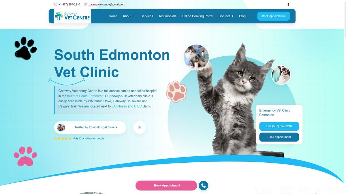 Website screenshot for YEG Vet Centre
